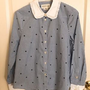 Kate Spade Blue Striped Star Shirt Size S NWT